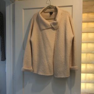 Eileen Fisher cream worsted wool jacket.